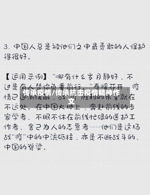 传承疫情/传承抗击疫情精神作文-第2张图片