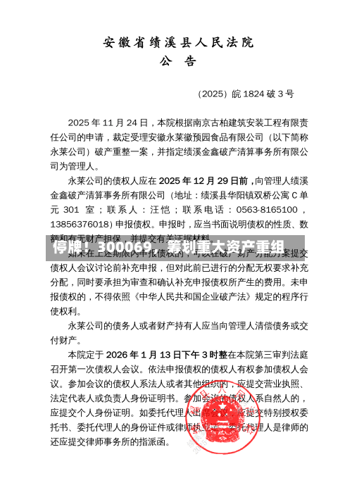 停牌！300069，筹划重大资产重组